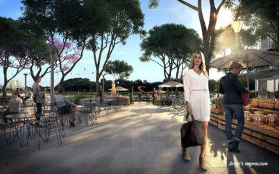 Waterbank Precinct_EA06_Market Square Hub_Day Archival image from Waterbank & Lend Lease