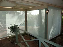 Aussie Outdoor Alfresco Cafe Blinds 'New - FR-50 Decorative Patio Insulation & Aussie Patio Doors' - archival photograph
