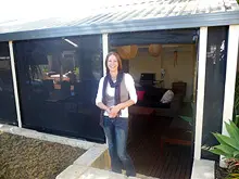 Aussie Outdoor Alfresco Cafe Blinds 'New - FR-50 Decorative Patio Insulation & Aussie Patio Doors' - archival photograph