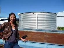 Rhino Water Tanks 'Made using Bluescope Steel' - archival photograph