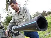 Hotbutt Poly Pipe Welder - archival photograph