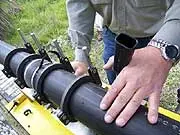 Hotbutt Poly Pipe Welder - archival photograph