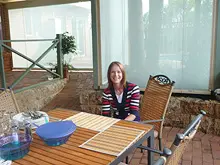 Aussie Outdoor Alfresco Cafe Blinds 'New - FR-50 Decorative Patio Insulation & Aussie Patio Doors' - archival photograph