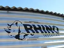 Rhino Water Tanks 'Made using Bluescope Steel' - archival photograph